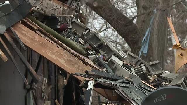 house explosion rubble where a dog was located